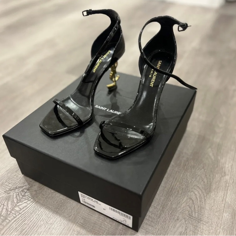 YSL HEEL OPYUM sandals with golden hardware, size 37